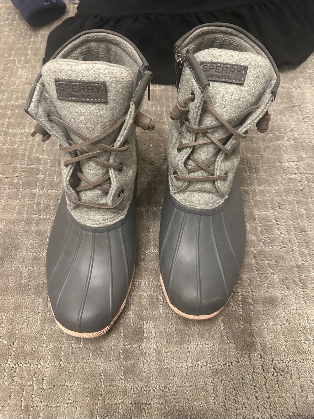 Sperry Gray Waterproof Duck Boots sz 10